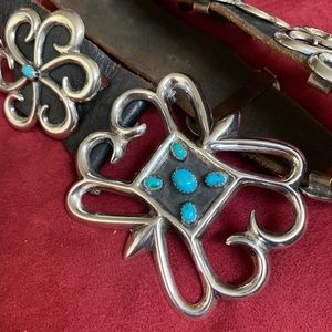 Native American Sand Cast /turquoise Concho belt